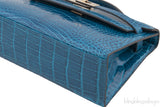 Kelly Pochette Bleu Izmir Crocodile