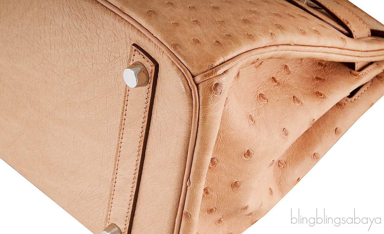 Birkin 30 Natural Gold Ostrich PHW