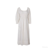 White Cotton Ruched Waist Midi Dress