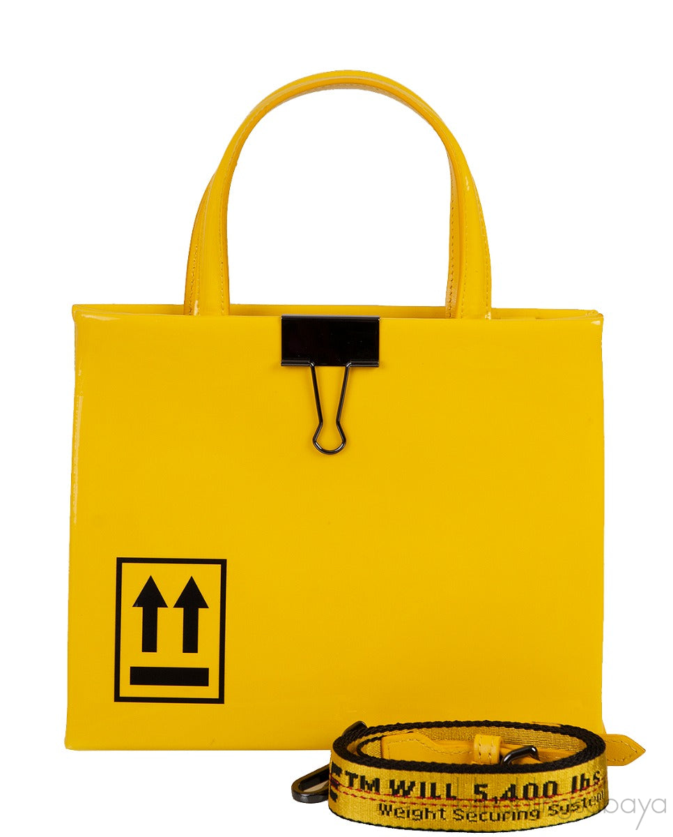 Yellow Patent Mini Box Bag