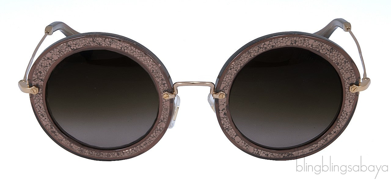 Tobacco Noir Glitter Round Sunglasses
