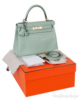 Kelly 28 Vert D\'Eau Matte Crocodile GHW