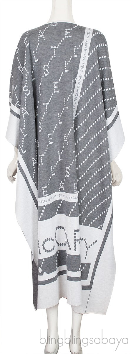 Logo Print Stretch Wool Cape
