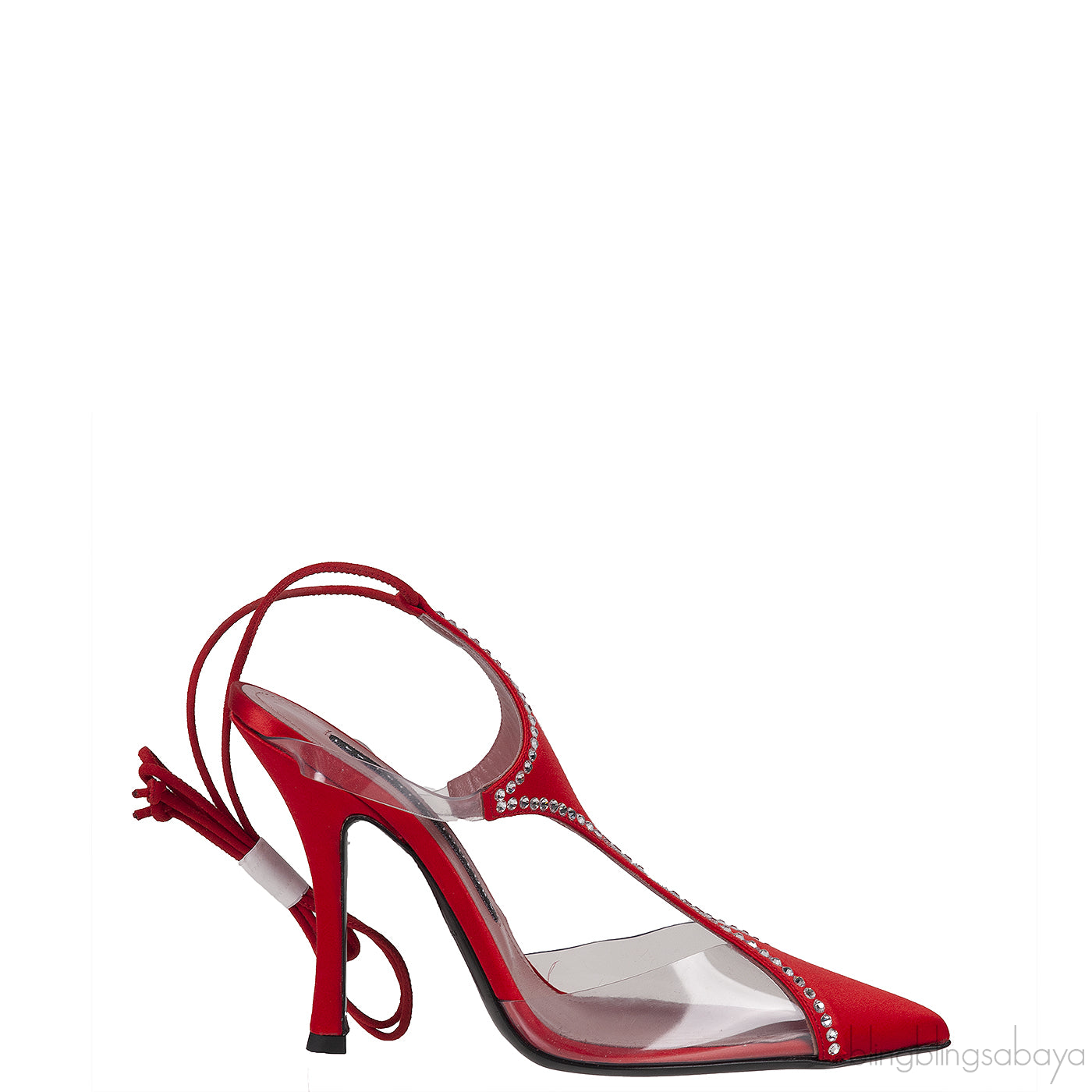 Red Satin Virgo Crystal Pump