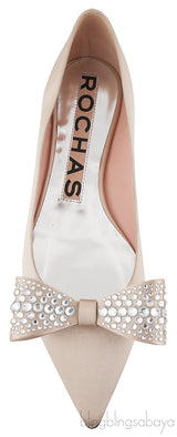 Nude Pointed Toe Bow Flat