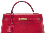 Kelly 32 Vintage Red Lizard Sellier