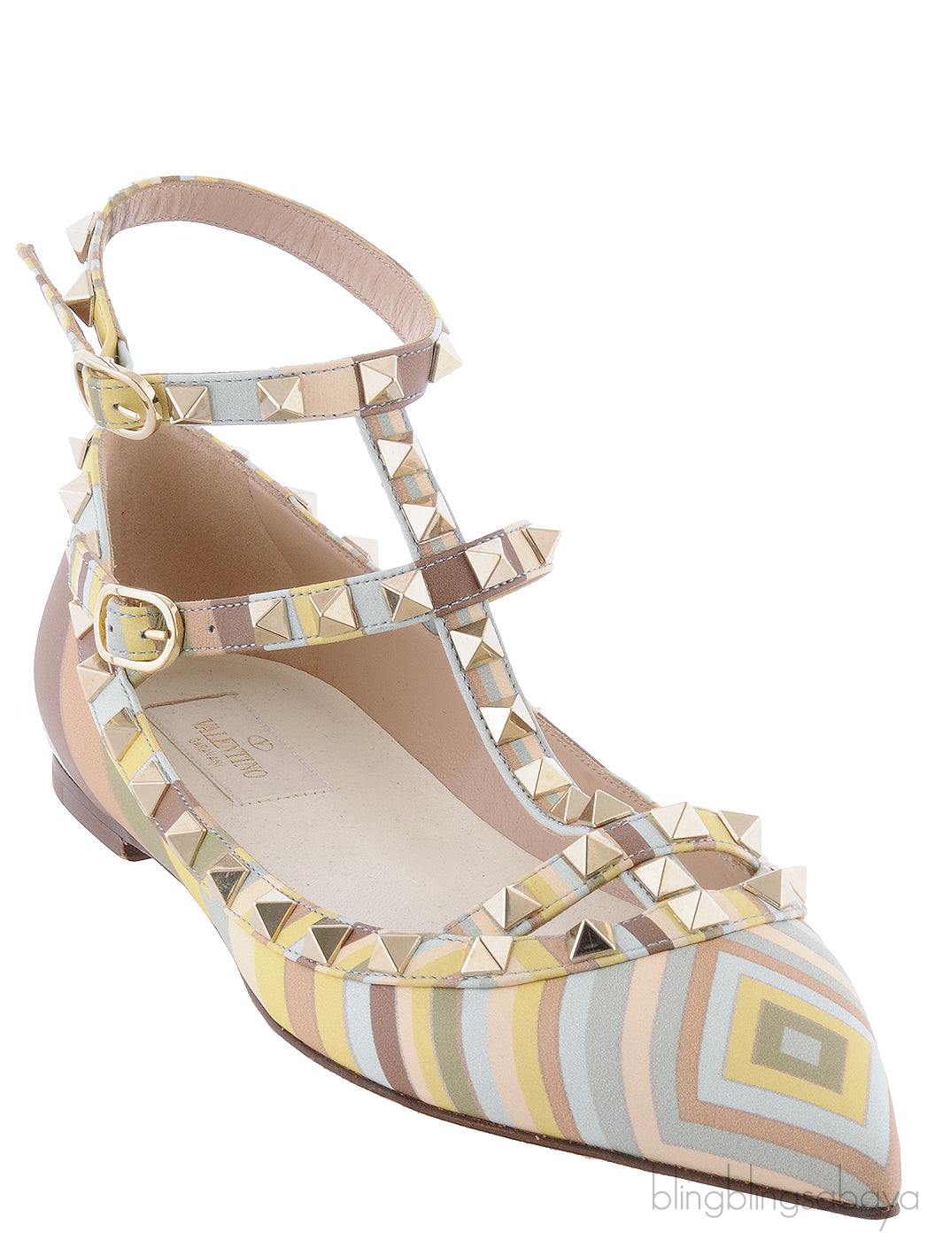 Rockstud Multi-color Leather Flats
