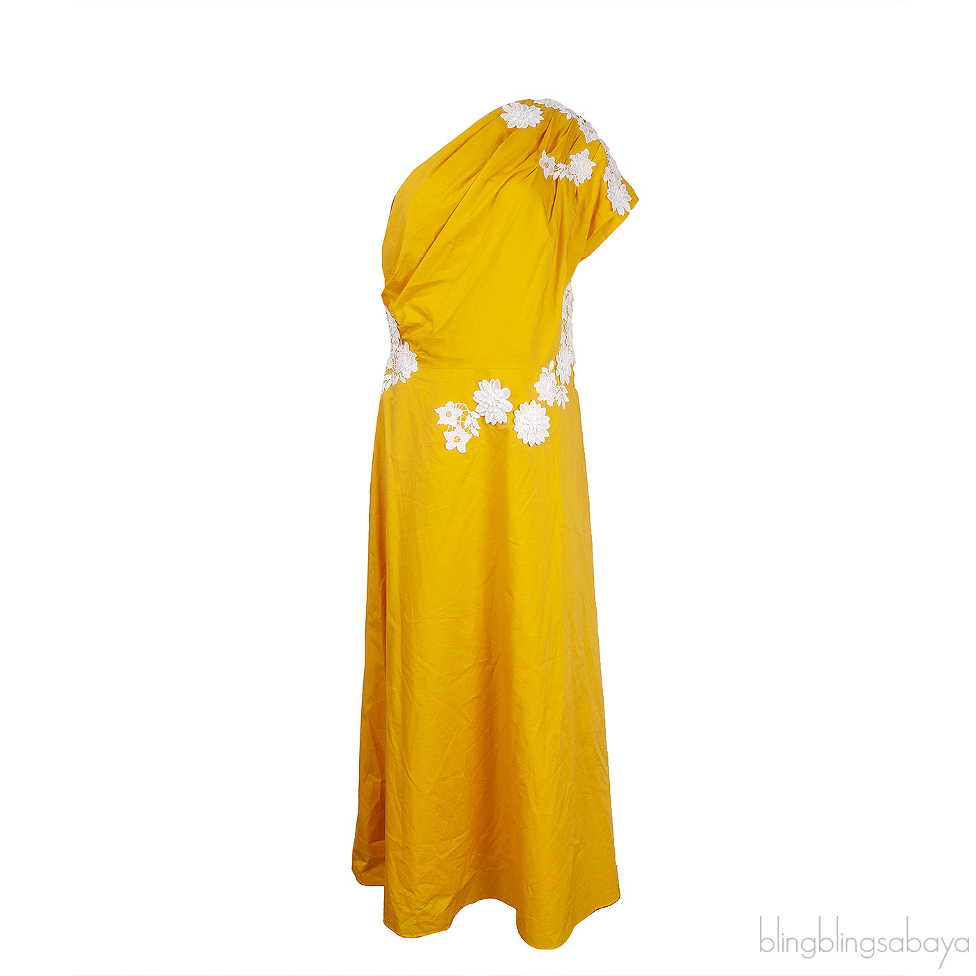 Floral Applique One Shoulder Midi Dress