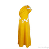 Floral Applique One Shoulder Midi Dress