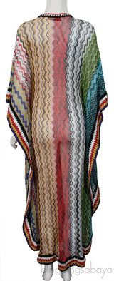 Multicolor Perforated Caftan Dress