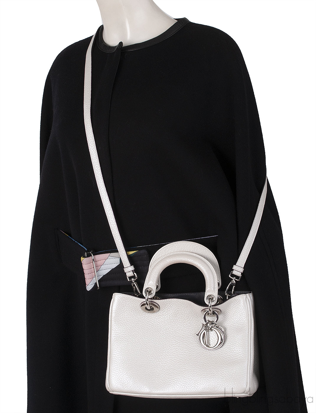 Christian Dior Diorissimo Metallic White Mini Tote Bag