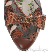 Gucci Malaga Kid Elaphe Lizard Butterflies Mid-Heel Slingback