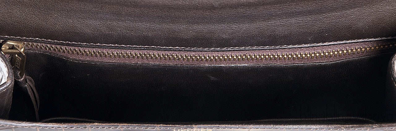 Constance Vintage Brown Crocodile