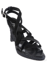 Christian Dior Black Wedge Strappy Heels