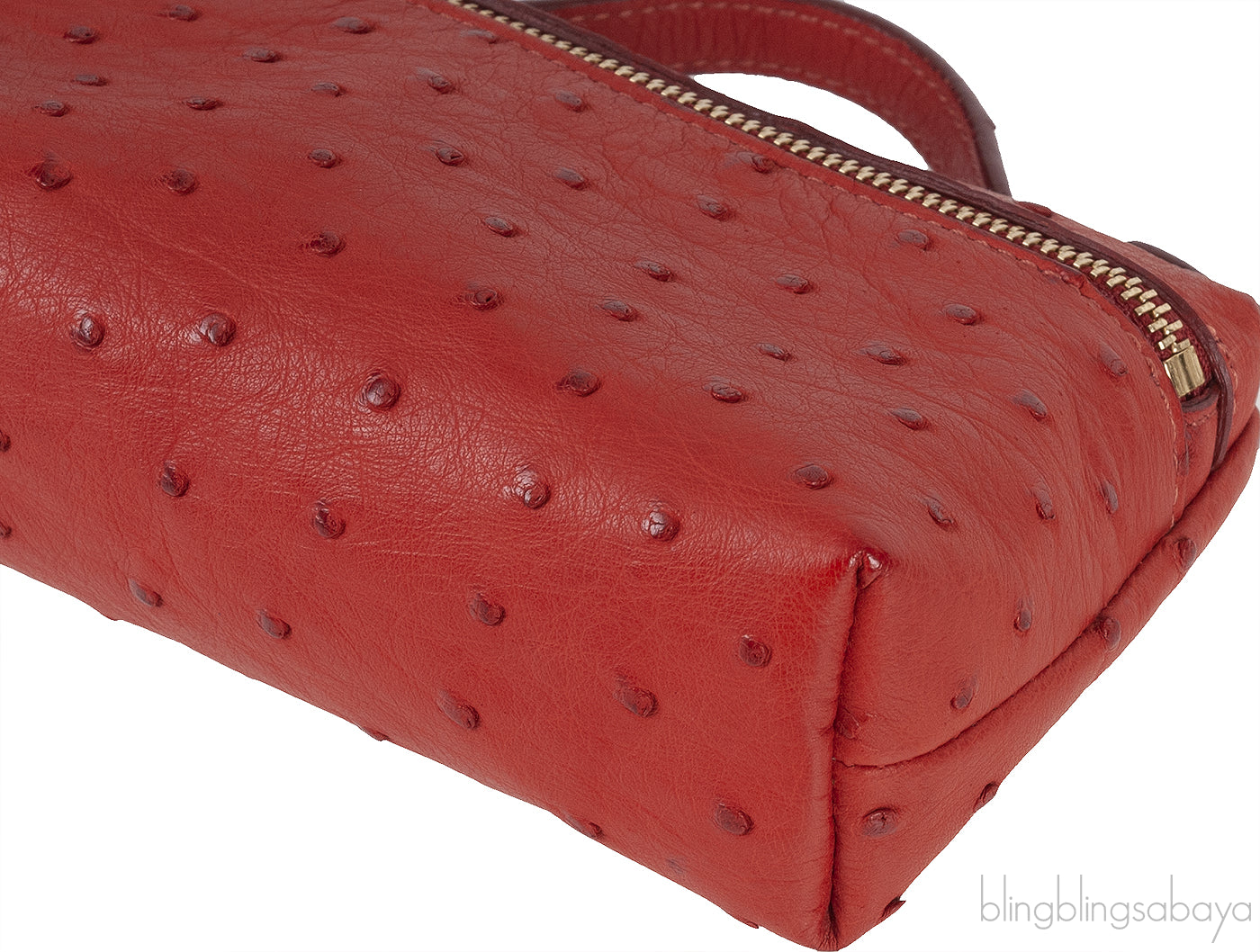 Mini L14 Rust Ostrich Pouch