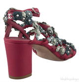 Chanel Camellia Strappy Pearl Red Sandals