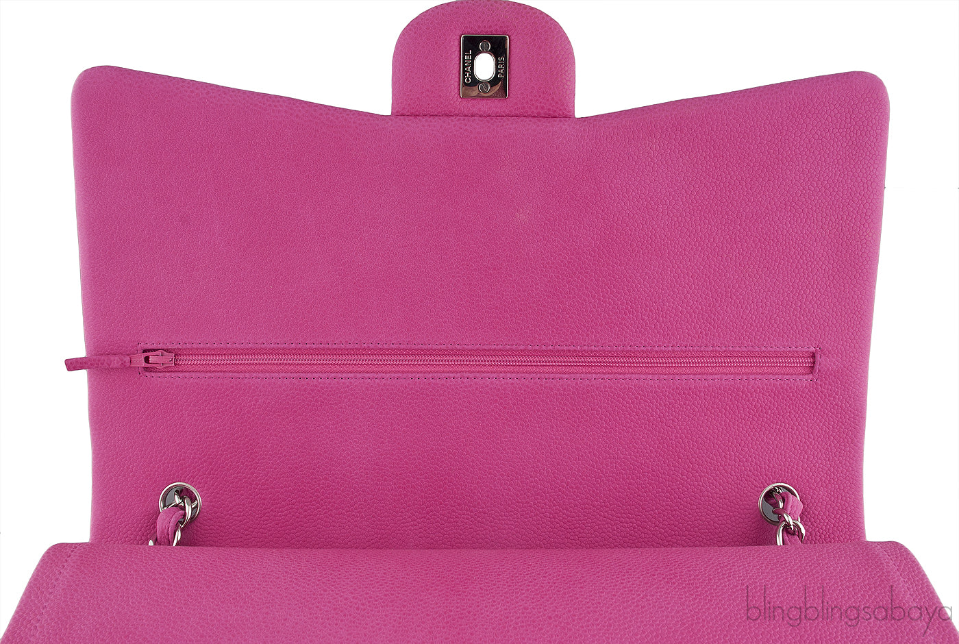 Fuchsia Pink Caviar Maxi Flap Bag
