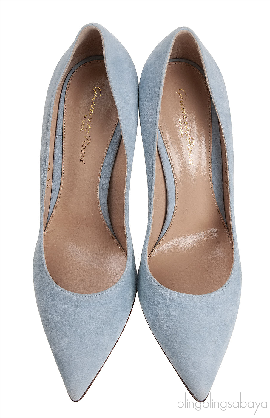 Light Blue Suede Pointed Toe Heels