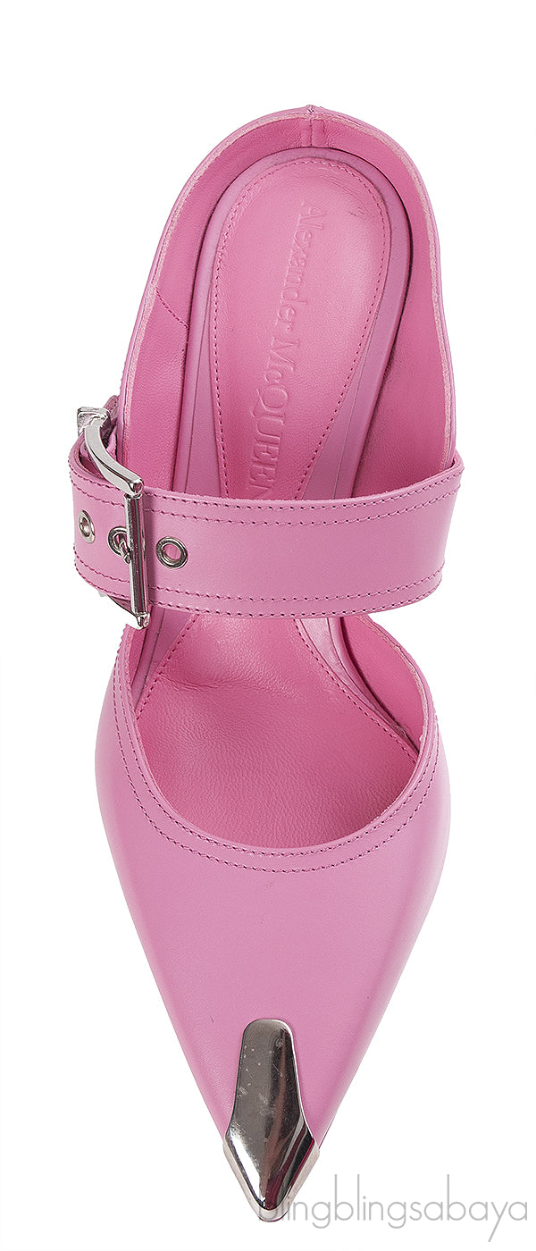 Alexander McQueen Pink Punk Buckle Mules