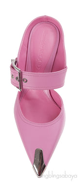 Alexander McQueen Pink Punk Buckle Mules