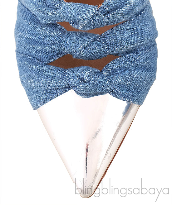 Denim Knotted Pointed Sandals