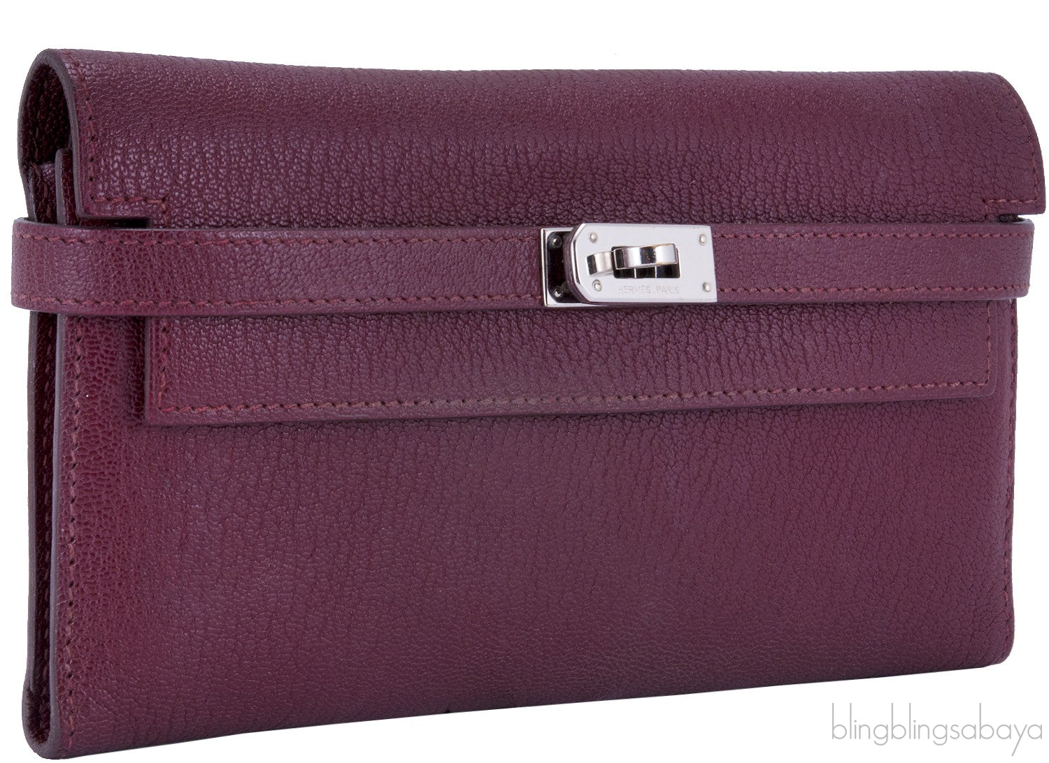 Kelly Long Wallet Chevre Burgundy