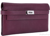 Kelly Long Wallet Chevre Burgundy