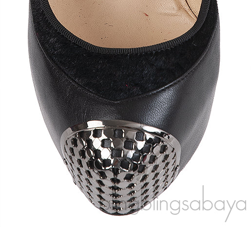 Christian Louboutin Maggie 140 Black Nappa & Pony Heels