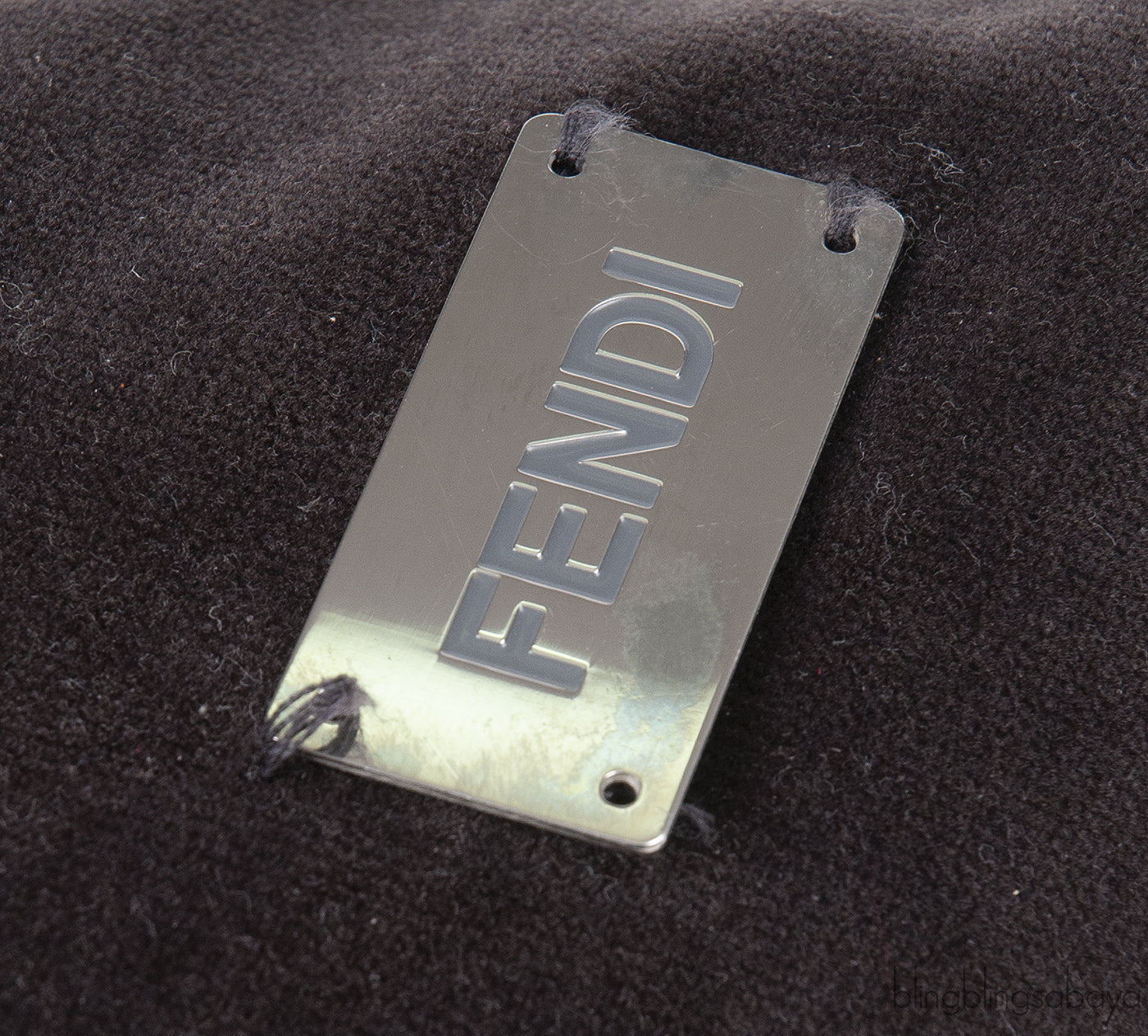 Fendi F Rectangular Grey Velvet Cushion