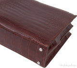 Burgundy Crocodile Top Handle Bag