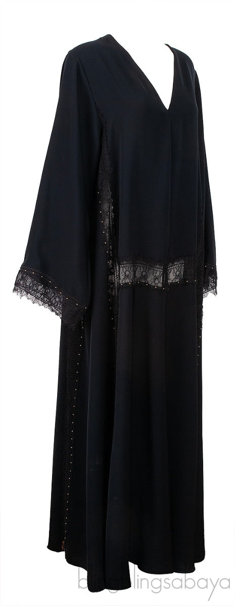 Mauzan Black Gold Metal Beads & Lace