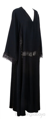 Mauzan Black Gold Metal Beads & Lace