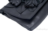 Rosette-appliquéd Leather Clutch
