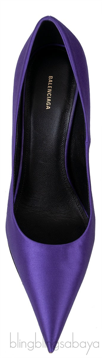 Purple Satin Pointed Toe Heels