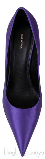 Purple Satin Pointed Toe Heels