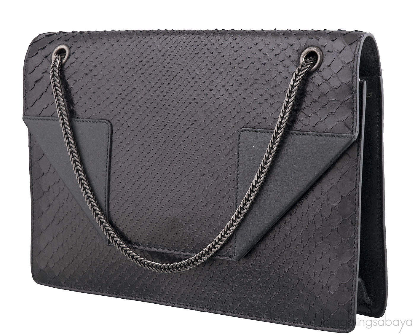 Betty So Black Python Shoulder Bag