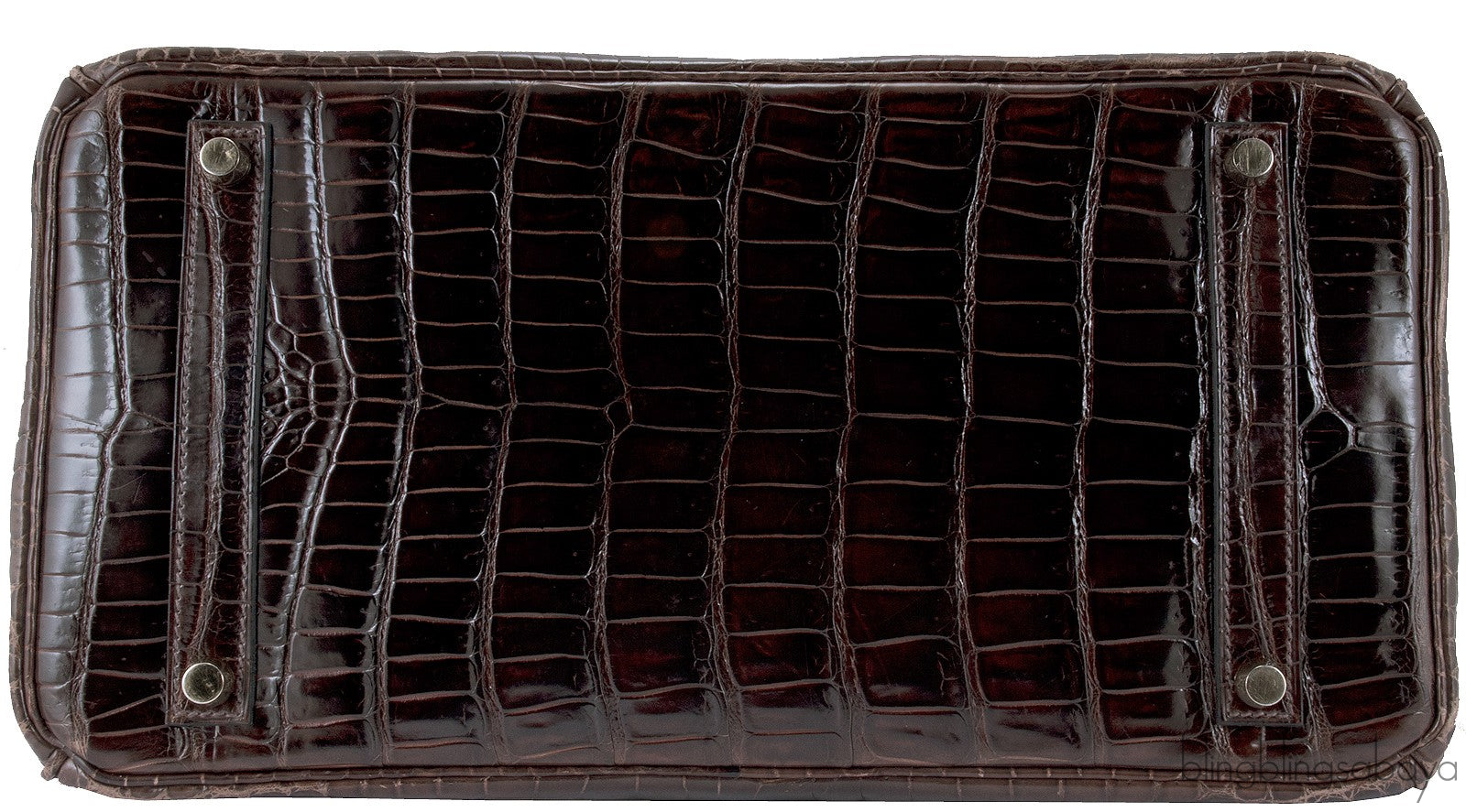Birkin 35 Brown Patent Porosus GHW