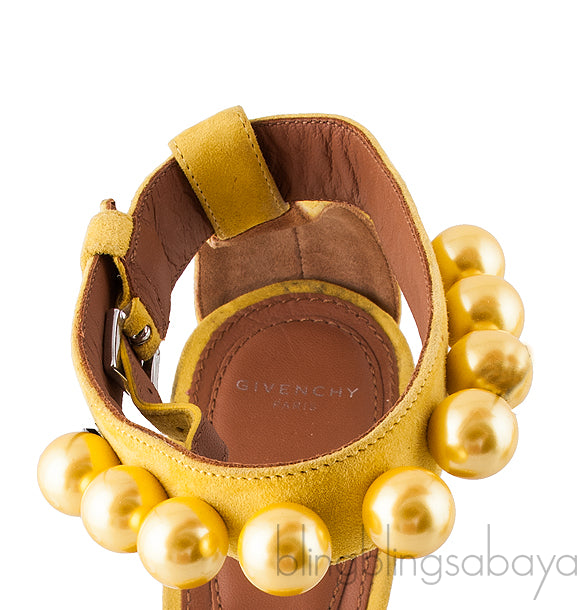 Pearlescent Suede Yellow Sandal