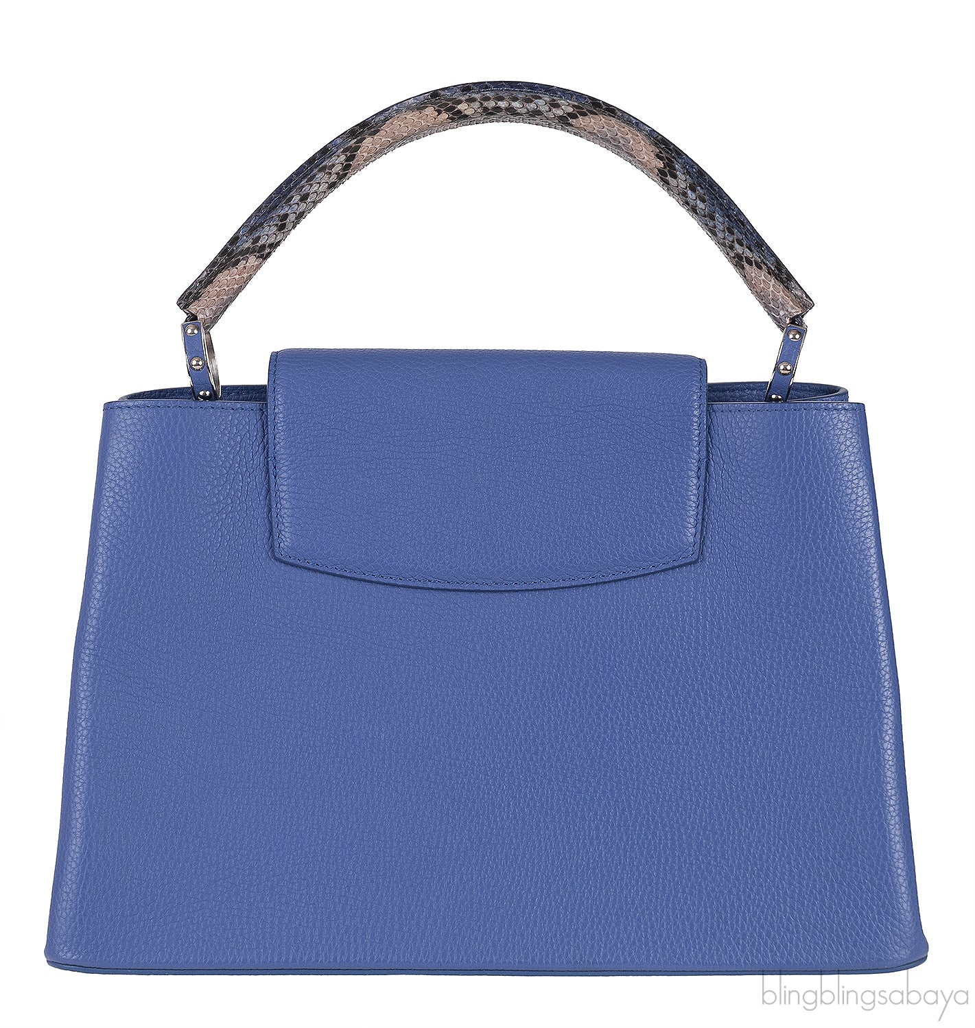 Louis Vuitton Blue Capucine Python Handle Bag