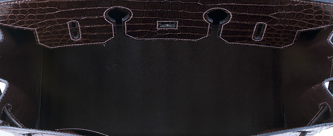Birkin 35 Nicotine Shiny Croco