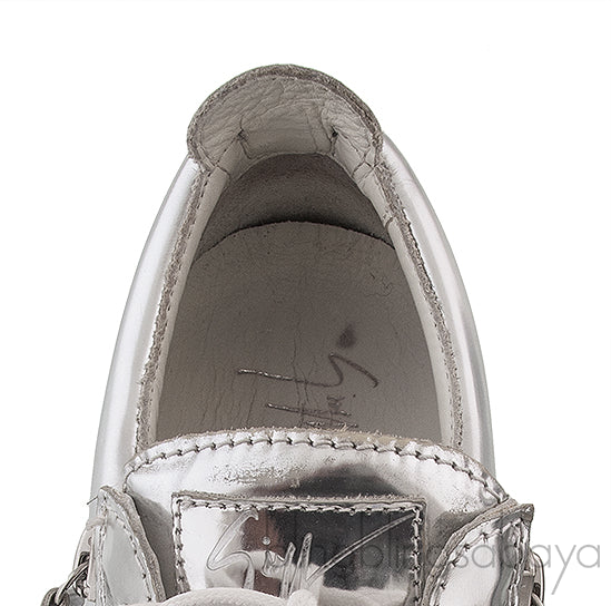 Silver Metallic Leather Sneaker