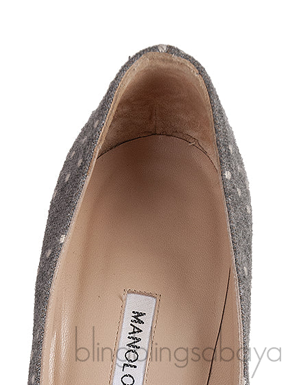 Grey Polka Dot Pointed Toe Heels