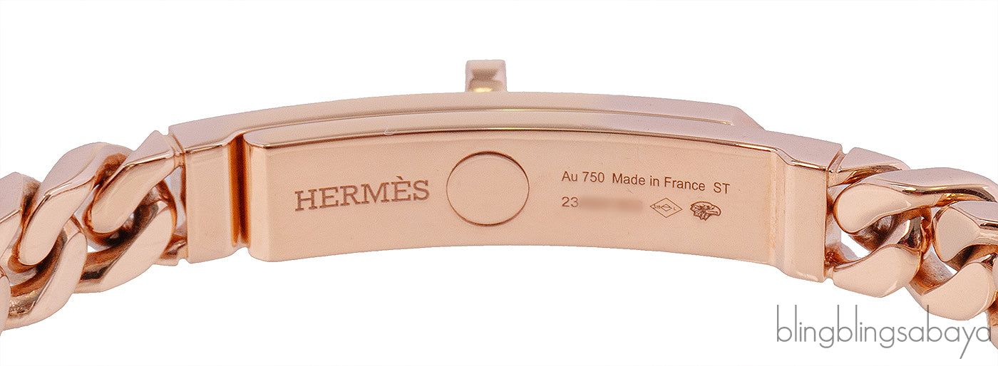 Hermes Kelly Gourmette Link 18k Rose Gold Diamonds Bracelet