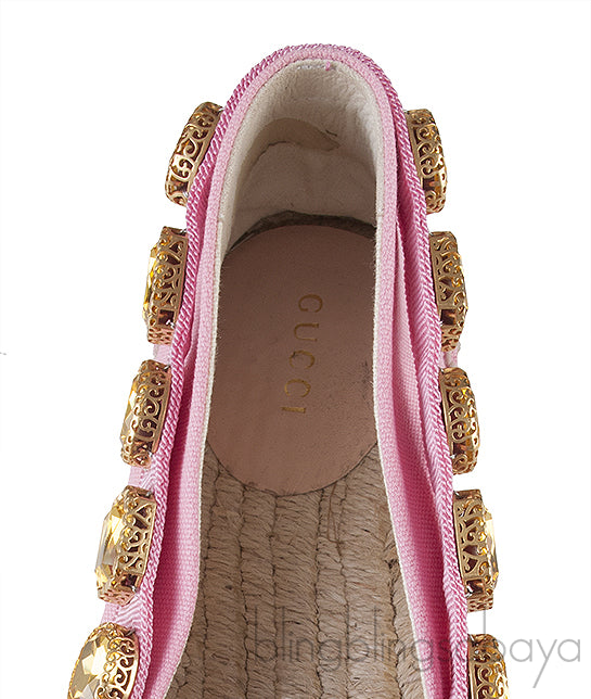 Pepita Pink Canvas Crystal Espadrille