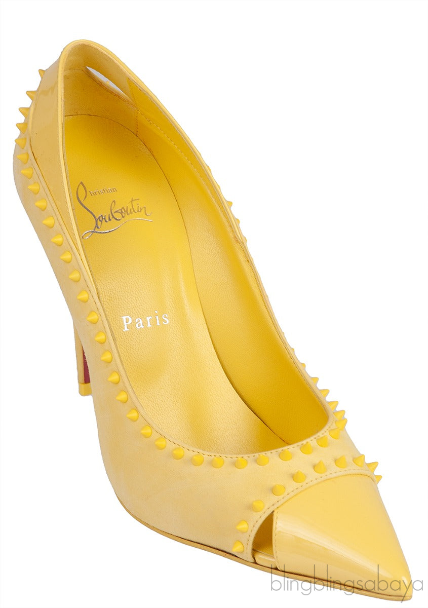 Duvette Spikes 100 Suede Yellow Pumps