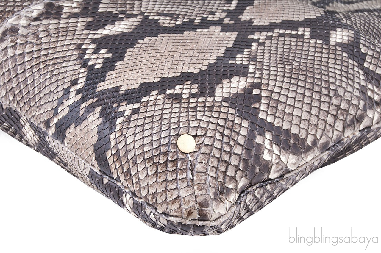 Natural Python Shoulder Tote