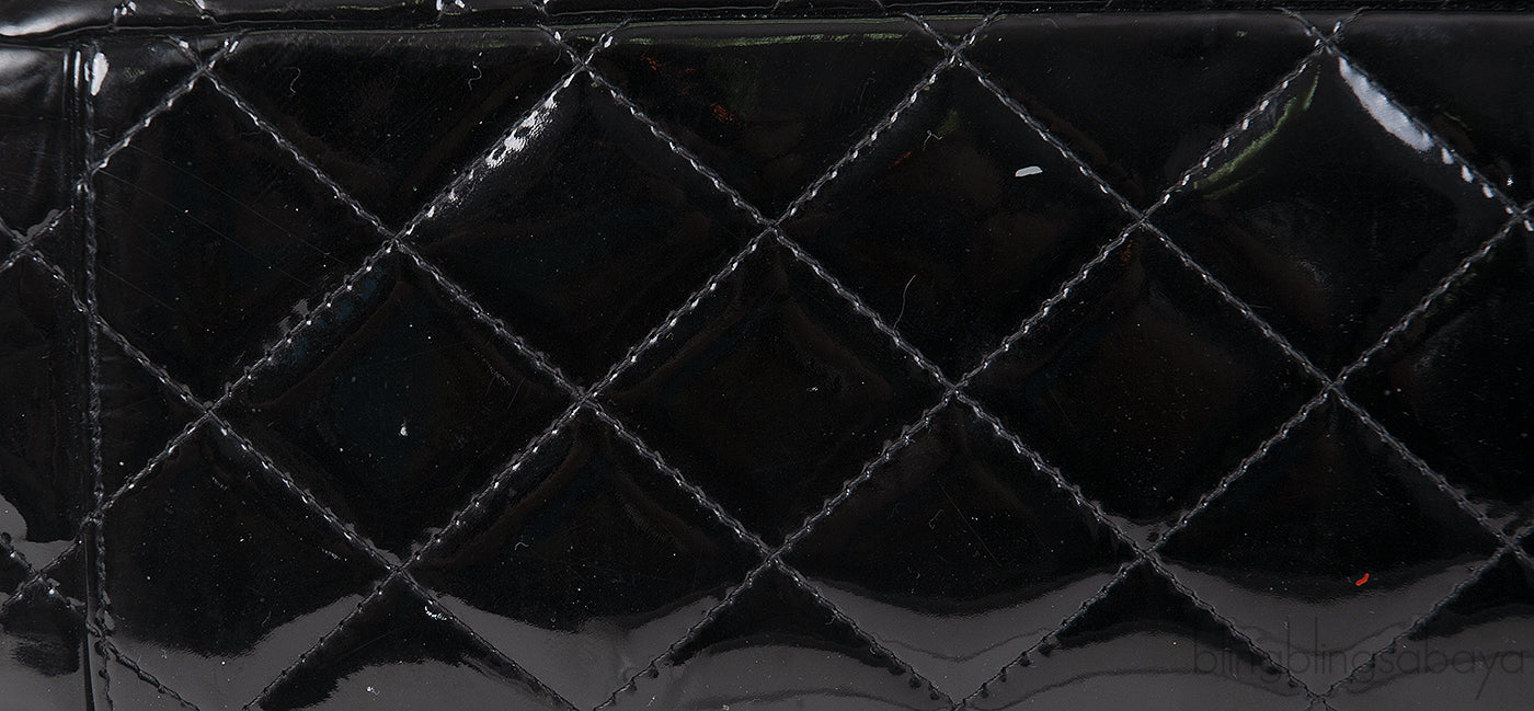 Chanel Black Patent Maxi Double Flap Quilted Bag