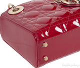 Christian Dior Lady Dior Mini Red Patent Quilted Leather GHW
