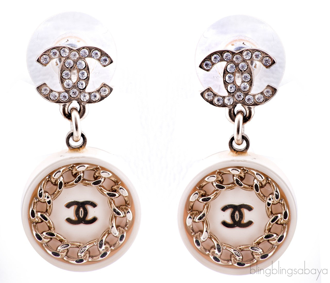 Crystal CC Logo Dangle Earrings