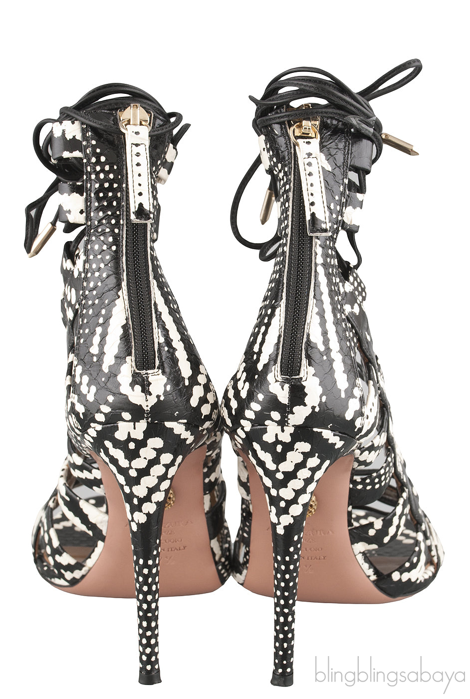 Python Bi-color Lace Up Heels